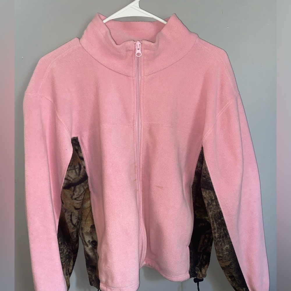 Pink wooden trails camp zip up
